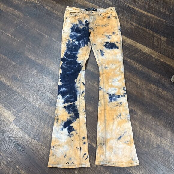 Valabasas Jeans Mens 29 Orange Bleach Wash Flared Leg Mid Rise Stretch Denim - Picture 6 of 13